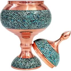ست شکلات خوری و گلدان فیروزه کوبی نفیس به همراه باکس کد b299