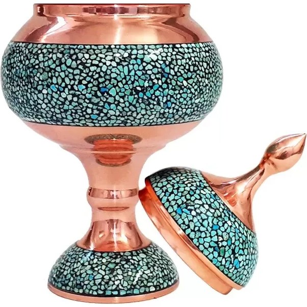 ست شکلات خوری و گلدان فیروزه کوبی نفیس به همراه باکس کد b299