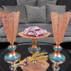 گلدان بیشین فیروزه کوب و ملیله کاری