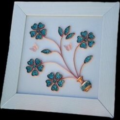 تابلو فیروزهکوبی پنج گل برجسته35×35