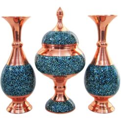 ست شکلات خوری و گلدان فیروزه کوبی نفیس به همراه باکس کد b299