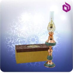 چراغ نفتی مس و فیروزه کوب با جعبه ام دی اف گالینگور