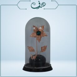 باکس شیشه ای گل مسی سنگ فیروزه طرح گل و پروانه