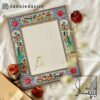 آینه طرح گل و مرغ زمینه فیروزه ای سایز 34×28
