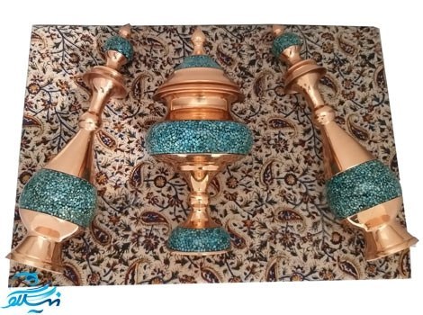 پک هدیه تنگ و شکلات خوری مس و فیروزه