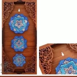 تابلو بشقاب میناکاری سری سه تایی چوبی