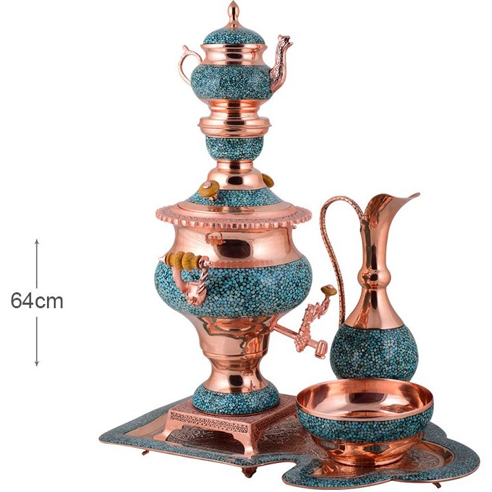 سرویس سماور 5 پارچه فیروزه کوبی