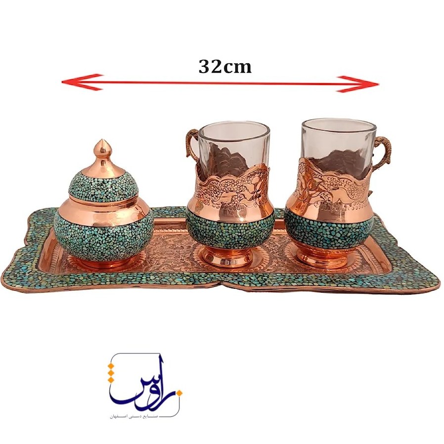 سرویس چای خوری دو نفره فیروزه کوب ساده