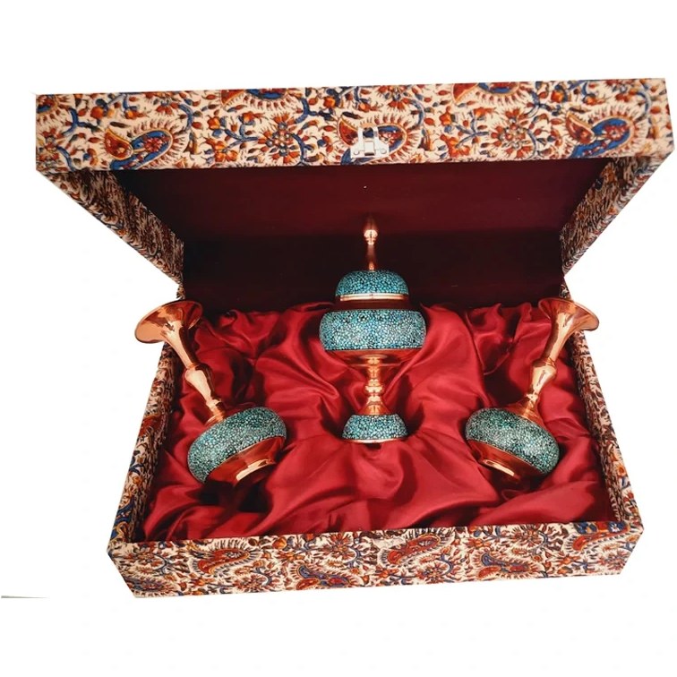 ست هدیه گلدان و شکلات خوری فیروزه نیلگون