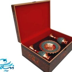 پک هدیه گلدان و بشقاب فیروزه کوبی و مس