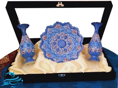 ست ظروف میناکاری روی مس