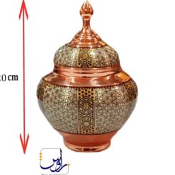 پک هدیه آجیل خوری و قندان سیبی خاتم کاری و جعبه طرح چرم
