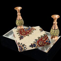 ست صنایعدستی اصفهان(گلدان خاتمکاری + رومیزی قلمکار + جعبه مخمل)