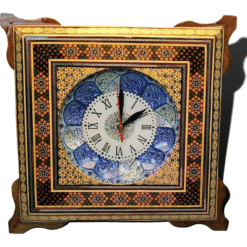 ساعت دیواری خاتم کاری و میناکاری (ابعاد36*36)