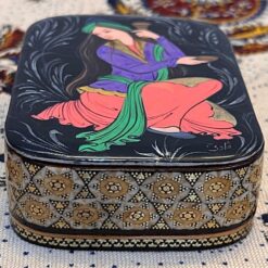 جعبه کشویی خاتم‌کاری با طرح مینیاتور
