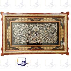 تابلو قلم زنی با قاب خاتم صلیبی شاسی دار سایز 83*53