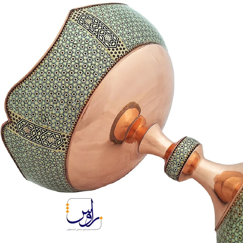 کاسه پایه دار دالبر خسروانی خاتم کاری
