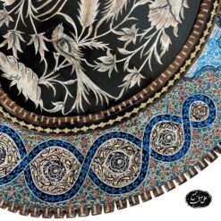 تابلو قلمزنی گل و مرغ بیضی خاتم