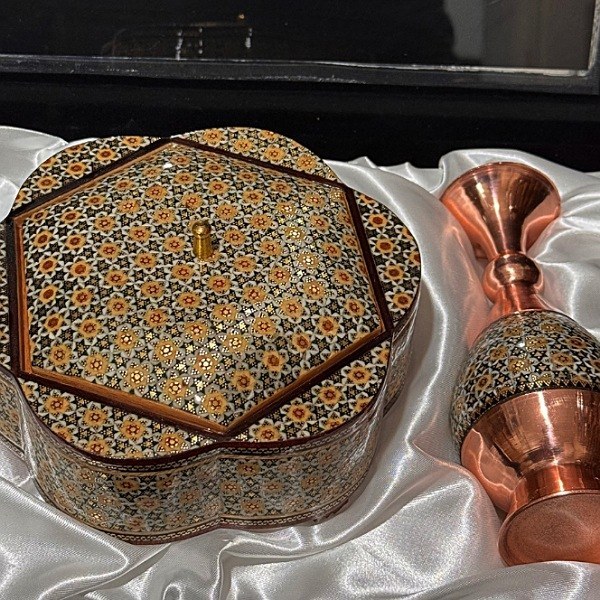 ست هدیه مدیریتی گلدان و شکلاتخوری خاتمکاری