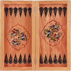 تخته نرد شطرنج ۳۰ خاتم کاری نقاشی گل و مرغ