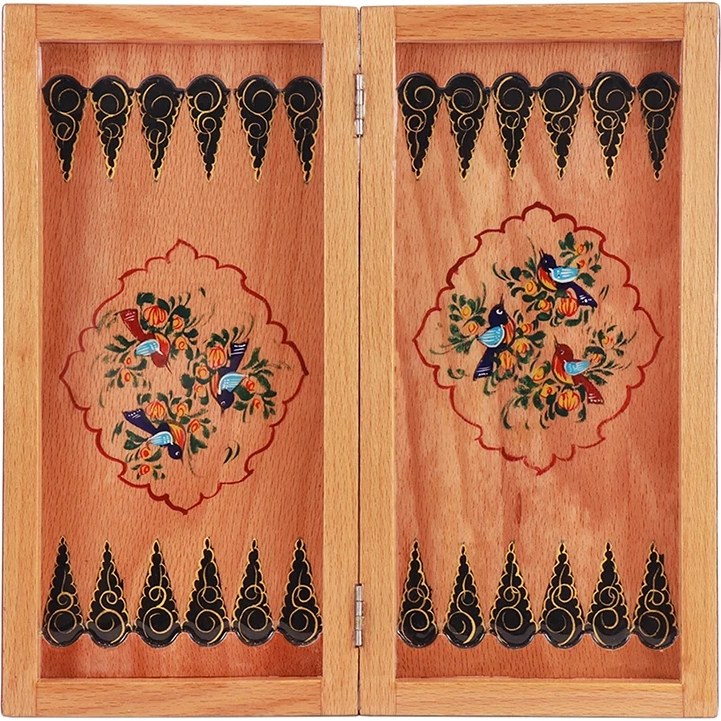 تخته نرد شطرنج ۳۰ خاتم کاری نقاشی گل و مرغ