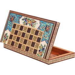 تخته نرد شطرنج ۳۰ خاتم کاری نقاشی گل و مرغ