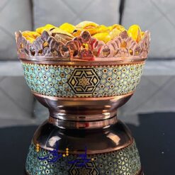 کاسه و بشقاب شبکه بری مس و خاتم