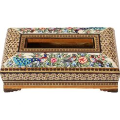 جعبه دستمال کاغذی خاتم معمولی نقاشی گل مرغ