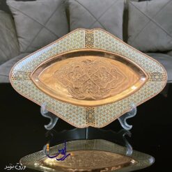 ست کشکول و سینی قلم خورده خاتم کاری