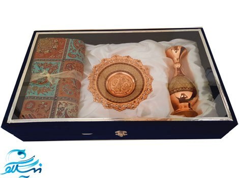 ست هدیه ظروف مس و خاتم و ترمه