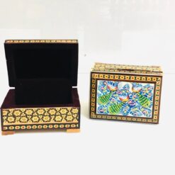 جعبه جا سکه ای خاتم و نقاشی گل مرغ