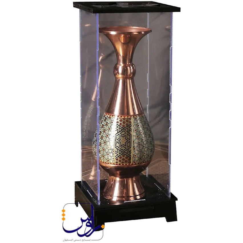 پک هدیه گلدان 30 خاتم کاری با جعبه پلکسی