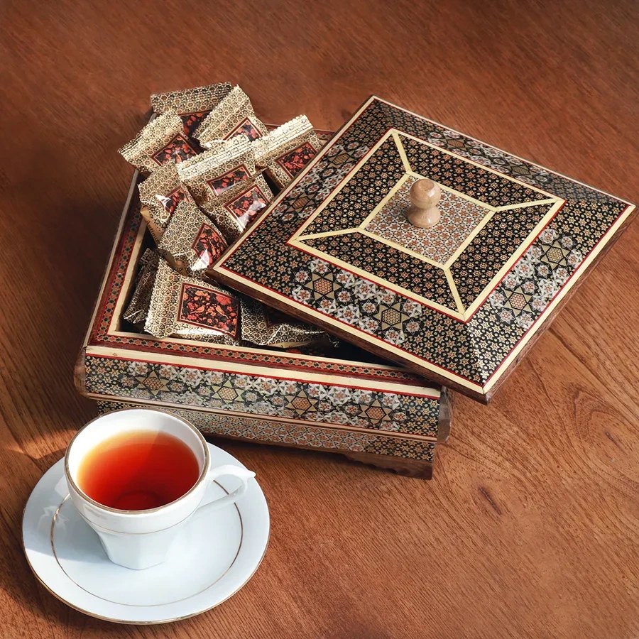 شکلات خوری چهار گوش 22*22 خاتم توپی