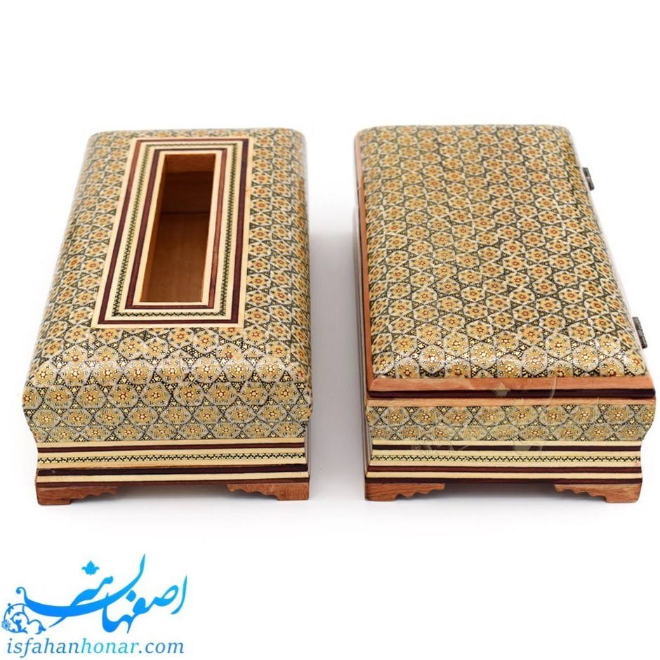 ست جعبه دستمال و جاکاردی رومیزی خاتم کاری