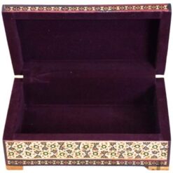 جعبه جواهرات خاتم کاری طرح گل و مرغ استخونی