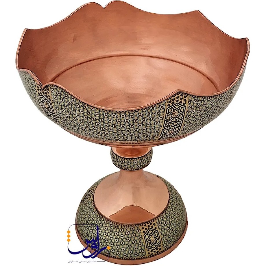 کاسه پایه دار دالبر خسروانی خاتم کاری