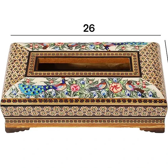 جعبه دستمال کاغذی خاتم معمولی نقاشی گل مرغ