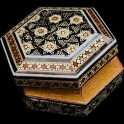 جعبه خاتم کاری نفیس طرح بلک جاسکه‌ای