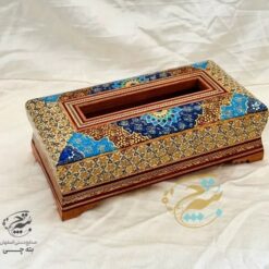 جعبه دستمال کاغذی و جاقاشقی خاتم کاری اسلیمی