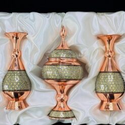ست مدیریتی سنتی خاتمکاری (گلدان + شکلاتخوری)و جعبه مخمل