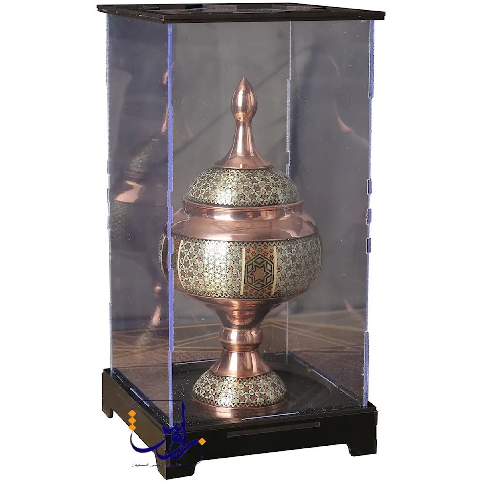 پک هدیه شکلات خوری 25 خاتم کاری با جعبه پلکسی
