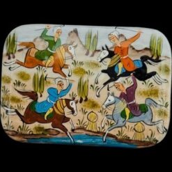 جعبه چوبی خاتم کاری دستساز طرح چوگان