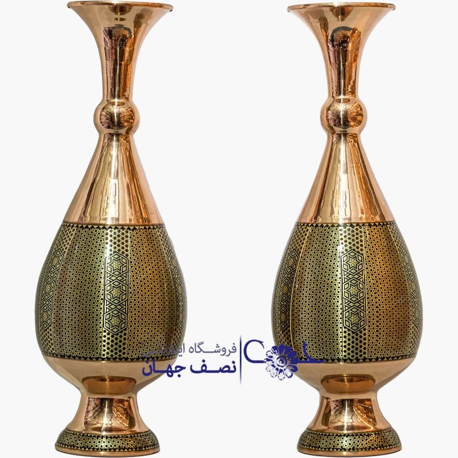 گلدان مس و خاتم 40 سانتی کدgk434
