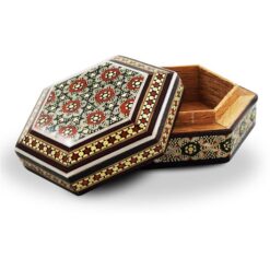 جعبه خاتم کاری شش گوش کوچک