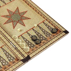 تخته نرد – شطرنج 50 خاتم طرح خورشیدی مشکی طلایی