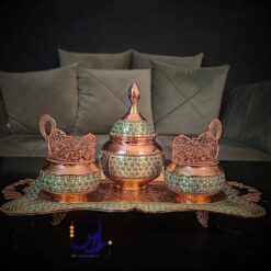 سرویس چای خوری دو نفره خاتم کاری گل و مرغ