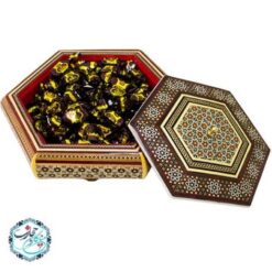 شکلات خوری خاتم کاری ۶ ضلعی