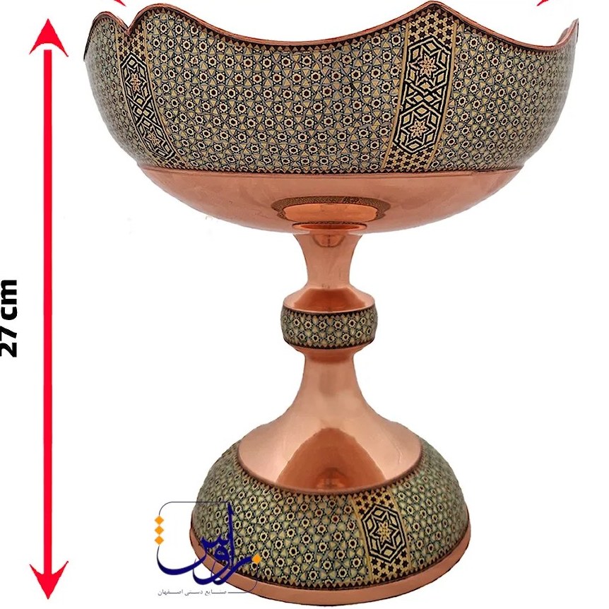 کاسه پایه دار دالبر خسروانی خاتم کاری