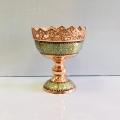 کاسه اجیل خوری پایه دار مس و خاتم