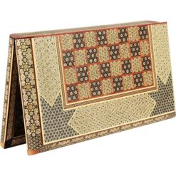 تخته نرد – شطرنج 50 خاتم طرح خورشیدی مشکی طلایی